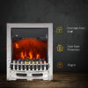 HOMCOM Contemporary Electric Fireplace Coal Burning Flame Effect Inset Fire Place Space Heater Glass View LED Lighting with Remote Control, 1000W/2000W - Image 4