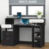 HOMCOM Computer Desk with Drawers and Storage Shelves, Reception Desk, Study Workstation for Home Office, 137 x 55 x 92cm, Black - Image 3