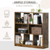 HOMCOM 3-Tier Bookcase, Storage Shelf Unit with Open Compartments, for Living Room, Bedroom, Office, Divider, 97.5 x 30 x 100 cm, Rustic Brown - Image 4