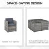 Outsunny 8 Seater Rattan Cube Garden Furniture Set with Parasol Hole, Rattan Dining Set with Cushions, Outdoor Dining Table and Chairs with Square Glass Top Table for Patio, Balcony, Mixed Grey - Image 3