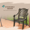 Outsunny 5-Piece Outdoor Furniture Dining Set, Cast Aluminum Conversation Set Includes 4 Chairs and Φ90cm Round Table with Φ50mm Umbrella Hole for Patio Garden Deck, Flower Design - Image 5