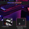 HOMCOM RGB 120 x 66cm Gaming Desk, Computer Table with Carbon Fibre Surface, Headphone Hook, Cup Holder, Controller Rack, Home Office Desk, Black and Red - Image 5