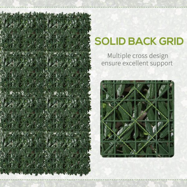 Outsunny 12PCS Artificial Boxwood Wall Panels 50cm x 50cm Rhododendron Privacy Fence Screen Faux Hedge Greenery Backdrop for Home Garden Backyard Balcony - Image 4
