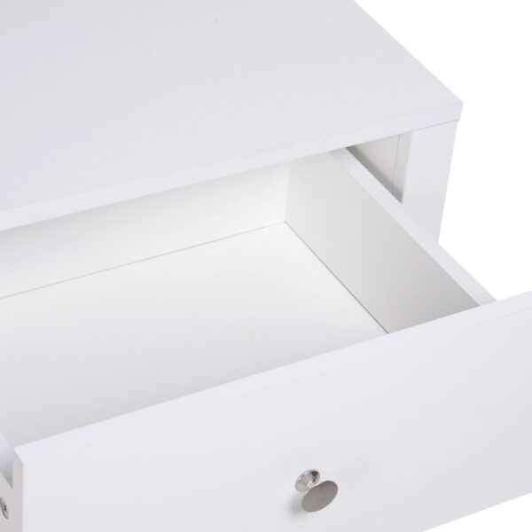 HOMCOM Modern Bedside Table, Nightstand with Drawer Shelf, End Table for Living room, Bedroom White - Image 6