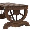 Outsunny Garden Rustic Wooden Bench Wheel-Shaped Legs Slatted Seat Stable Reinforced Structure Outdoor Patio Garden 2-Person Bench Seat - Brown - Image 7