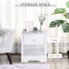 HOMCOM Modern Bedside Table, Nightstand with Drawer Shelf, End Table for Living room, Bedroom White - Image 3