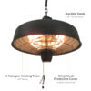 Outsunny Adjustable Power 1000/2500W Infrared Halogen Electric Patio Light Heater, Ceiling Hanging Mount -Black - Image 4