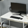 HOMCOM Computer Desk with Storage, 120 x 60cm Home Office Desk with 2 Shelves and Steel Frame, Writing Table for Living Room, Study, White - Image 6
