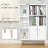 HOMCOM Sideboard Storage Cabinet Cupboard, Open Bookcase with 2 Doors 5 Compartments Wooden Modern Style for Living Room Bedroom Kitchen 80 x 23 x 123 cm, White - Image 4