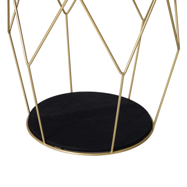 HOMCOM Round Coffee Table with Storage, Modern Sofa Side Table with Metal Frame, End Table for Bedroom, Living Room, Black and Gold, 45 x 45 x 48 cm - Image 6