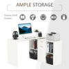 HOMCOM L-Shaped Computer Desk with Storage Compartments, Drawer and Cabinet, Laptop PC Corner Table, Home Office Workstation, 120 x 115 x 76cm, White - Image 3