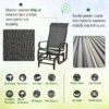 Outsunny 3 Pieces Garden Gliding Chair Set, Metal Frame 2 Single Armchair Swing Seater and 1 Glass Top Coffee Table w/ Breath Mesh Fabric Seat, Brown - Image 3