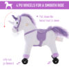 HOMCOM Kids Rocking Horse Plush Ride on Walking Unicorn Horse w/Realistic Sound Ride On Rocker with Handlebar for Age 3+ Purple - Image 3