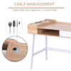 HOMCOM Computer Desk, Writing Desk, Study Workstation with Drawer, Storage Compartments, Cable Management, Laptop Table, Metal Frame, 100 x 55 x 81.5cm, Oak and White - Image 4