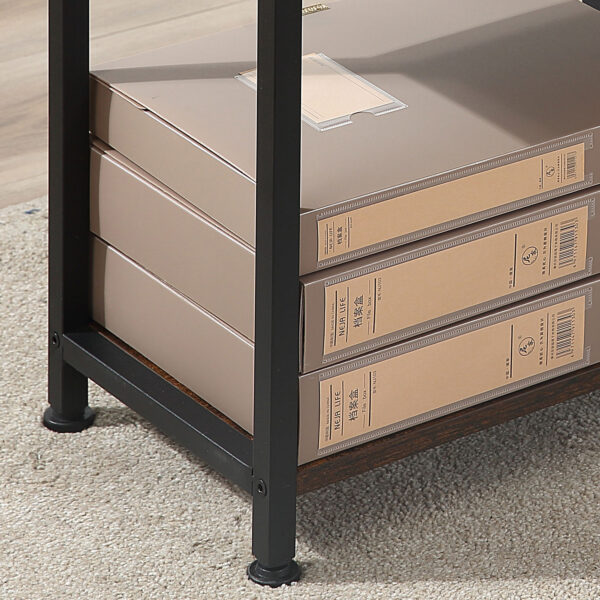 HOMCOM Computer Desk with 4-Tier Storage Shelf, Study Table, Home Office Desk with Bookshelf and Metal Frame, 120 x 70 x 120cm, Brown - Image 6