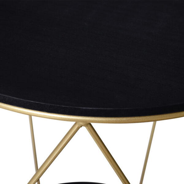 HOMCOM Round Coffee Table with Storage, Modern Sofa Side Table with Metal Frame, End Table for Bedroom, Living Room, Black and Gold, 45 x 45 x 48 cm - Image 8
