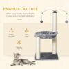 PawHut 83cm Cat Tree Tower for Indoor Cats w/ Sisal Scratching Post Hammock Hanging Toy Activity Centre - Grey - Image 4