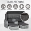Outsunny 2-Seater Outdoor Rattan Daybed Sofa Footstool Coffee Table Set w/ Canopy, Cushion - Image 7