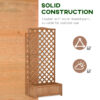 Outsunny 53L Garden Wooden Planter Box with Trellis Free Standing Flower Raised Bed with Lattice for Climbing Plants, 76cm x 36cm x 170cm, Brown - Image 6