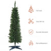 HOMCOM 5ft Unlit Artificial Christmas Tree, Pencil Slim Xmas Tree with Solid Stand and Realistic Branches, Green - Image 3