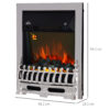 HOMCOM Contemporary Electric Fireplace Coal Burning Flame Effect Inset Fire Place Space Heater Glass View LED Lighting with Remote Control, 1000W/2000W - Image 2