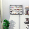 HOMCOM 5-Tier Wall Display Shelf Unit Cabinet w/ 4 Adjustable Shelves Glass Doors Home Office Ornaments 60x80cm Black/White - Image 6