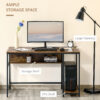 HOMCOM Computer Desk with Storage, 120 x 60cm Home Office Desk with 2 Shelves and Steel Frame, Writing Table for Living Room, Study, Rustic Brown - Image 3