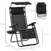 Outsunny Folding Zero Gravity Sun Lounger, with Sun Canopy - Black - Image 2