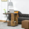 HOMCOM Mobile Sofa Side Table C-Shape End Table with Storage and Casters for Laptop Coffee Snack, Rustic Brown - Image 6