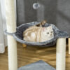 PawHut 83cm Cat Tree Tower for Indoor Cats w/ Sisal Scratching Post Hammock Hanging Toy Activity Centre - Grey - Image 6