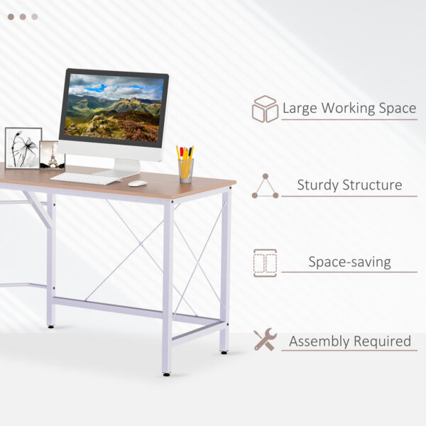 HOMCOM L-Shaped Corner Desk, Computer Desk for Home Office, Space-Saving Study Workstation, Easy to Assemble, 150 x 150 x 76cm, Oak - Image 5
