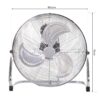 HOMCOM 20" Chrome Metal Floor Fan with Tilting, High Velocity, 3 Speed, Portable Gym Fan for Home Office, Silver - Image 2