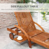 Outsunny Outdoor Garden Patio Wooden Sun Lounger Foldable Recliner Deck Chair Day Bed Furniture with Wheels - Image 5