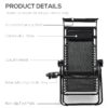 Outsunny Folding Zero Gravity Sun Lounger, with Sun Canopy - Black - Image 3