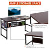 HOMCOM Computer Desk with Storage Shelf, 120 x 60cm Home Office Desk with Metal Frame, Study Table, Easy Assembly, Brown - Image 3
