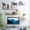 HOMCOM Set of 3 Wooden U-Shaped Floating Shelves Set Wall Mounted Hanging Bookshelf CD DVD Storage Display for Bedroom Living Room Kitchen, White - Image 7