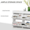 HOMCOM Shoe Cabinet with 4 Flip Drawers Wood Tipping Bucket Narrow Storage Cupboard with Adjustable Shelf Hall Organizer for Entrance Foyer White - Image 4