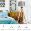HOMCOM Tripod Floor Lamp Wooden Adjustable Modern Illumination Design E27 Bulb Compatible (Grey Shade) 99-143H - Image 4