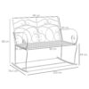 Outsunny Patio 2 Seater Rocking Bench Steel Garden Outdoor Garden Loveseat Chair w/ Decorative Backrest White - Image 2