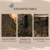 Outsunny 5-Piece Outdoor Furniture Dining Set, Cast Aluminum Conversation Set Includes 4 Chairs and Φ90cm Round Table with Φ50mm Umbrella Hole for Patio Garden Deck, Flower Design - Image 4