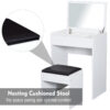 HOMCOM Dressing Table with Mirror and Stool, Vanity Makeup Table with Flip Up Mirror, Vanity Desk with Storage Unit and Padded Seat, White - Image 5