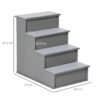 PawHut 4 Step Wooden Dog Steps Pet Stairs for Dogs, Cat Ladder for Bed Couch with Non-Slip Carpet 40 x 59 x 54.2 cm, Grey - Image 2