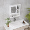 kleankin Bathroom Cabinet, Wall Mount Storage Organizer with Mirror, Adjustable Shelf for Bathroom, Kitchen, Bedroom, White - Image 7