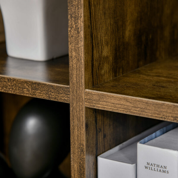 HOMCOM Six-Cube Bookcase - Rustic Brown Wood Effect - Image 7