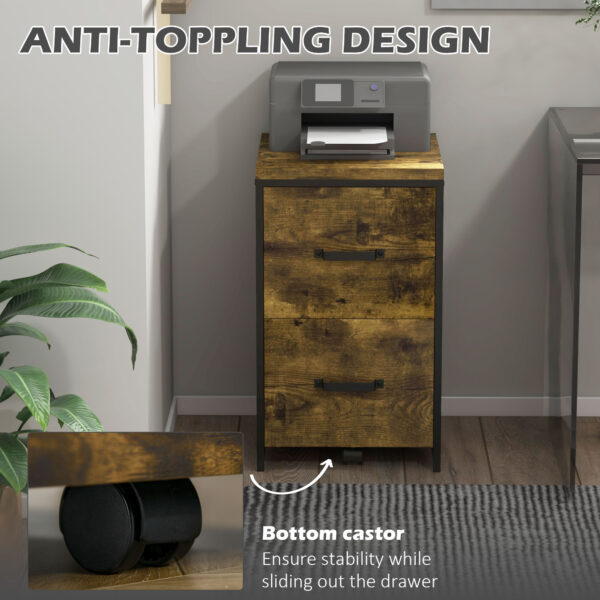 Vinsetto 2-Drawer file Cabinet, Industrial filing cabinets for Home, Hanging File Folders, Vertical Home Office Organizer for A4 Size, Rustic Brown - Image 5