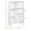 HOMCOM Sideboard Storage Cabinet Cupboard, Open Bookcase with 2 Doors 5 Compartments Wooden Modern Style for Living Room Bedroom Kitchen 80 x 23 x 123 cm, White - Image 2