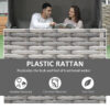 Outsunny 2-Seater Outdoor Rattan Daybed Sofa Footstool Coffee Table Set w/ Canopy, Cushion - Image 6