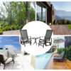 Outsunny 3 Pieces Garden Gliding Chair Set, Metal Frame 2 Single Armchair Swing Seater and 1 Glass Top Coffee Table w/ Breath Mesh Fabric Seat, Brown - Image 6
