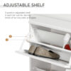 HOMCOM Shoe Cabinet with 4 Flip Drawers Wood Tipping Bucket Narrow Storage Cupboard with Adjustable Shelf Hall Organizer for Entrance Foyer White - Image 3