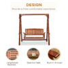 Outsunny 2 Seater Outdoor Garden Swing Chair Wooden Hammock Bench for Porch Patio Yard - Image 5